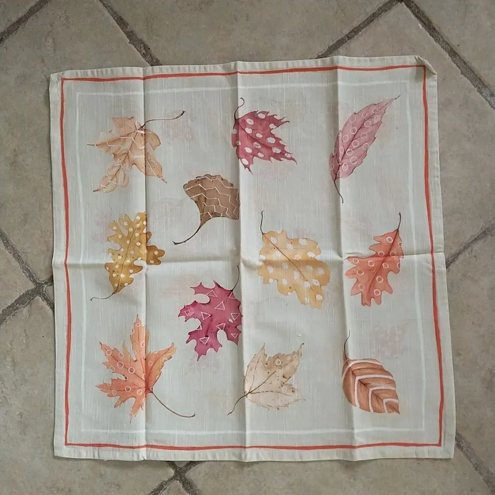 Maison d'Hermine Cloth Napkins Leaf Print Fall Cotton Set of 12x Square 20x20”